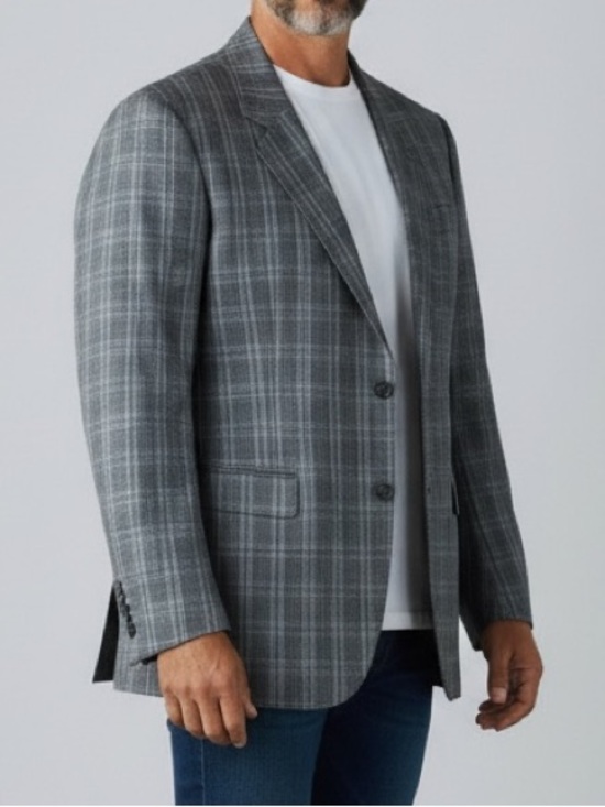 Marzoni Other - Marzoni Bespoke Custom Italian Men's Plaid Two-Button Blazer Grey 42L EUC